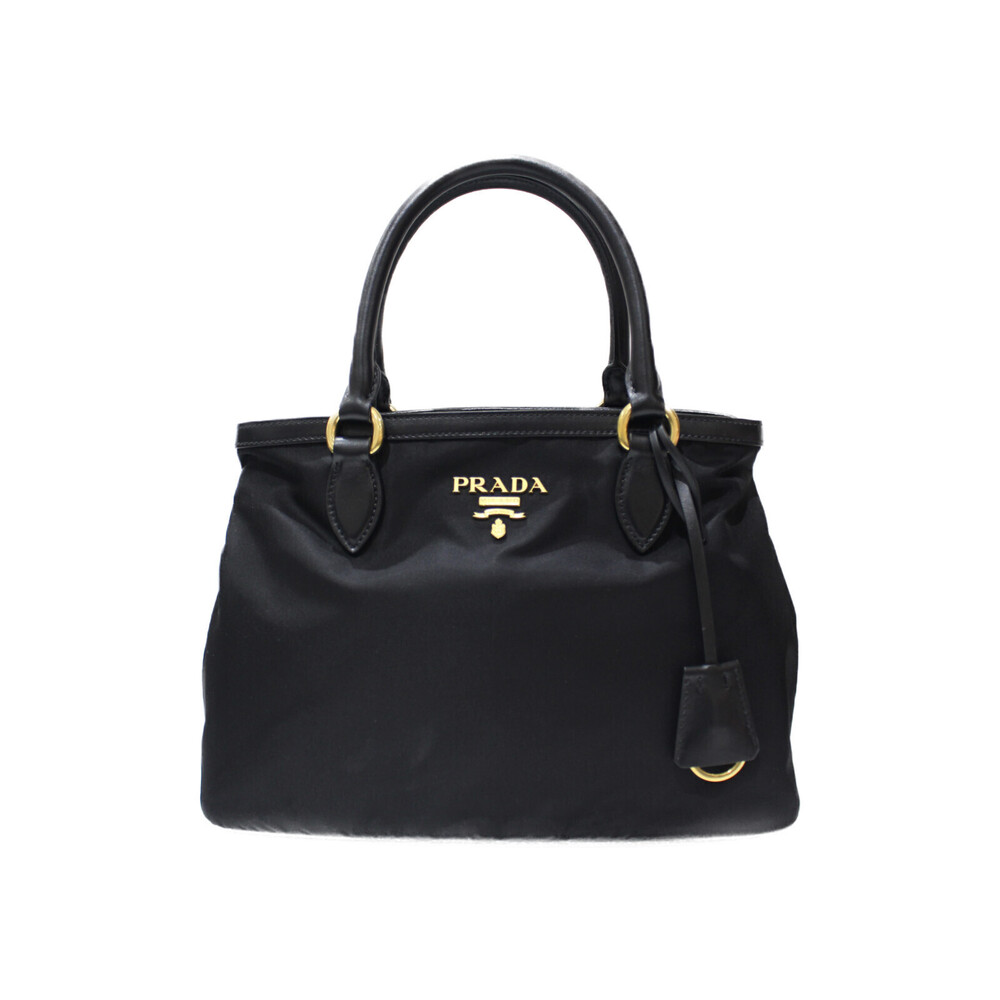 PRADA Shoulder Bag Black Canvas card